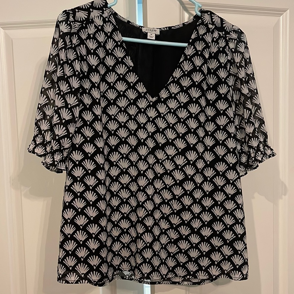 Cute black and white J Crew blouse Size M